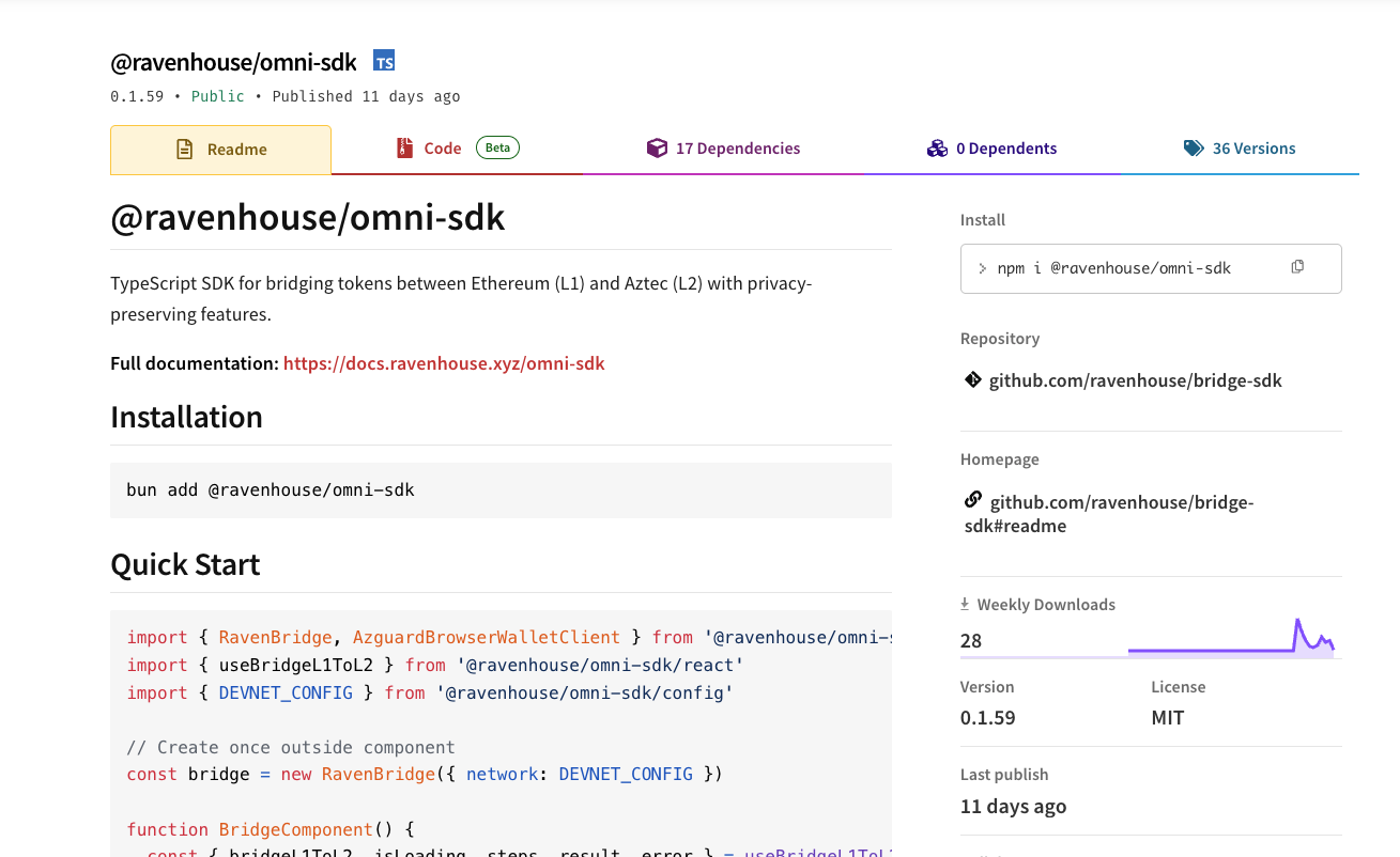 Raven House Omni SDK — npm package